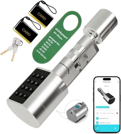 Elektronisch cilinderslot met vingerafdruk, Tuya-app en sleutel, 60-90 mm, schakelbare cilindergrootte voor EU-deuren