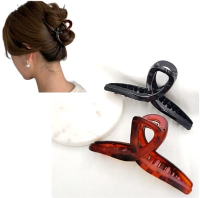 Leuke mooie Spiraal haarklep groot-Youhomy accessoires hairfashion/ haarklemmen set/ Hairclaws clips -sierklep handige haarklem -2 stuks kleuren: Zwart, Amber| Moederdag cadeau| Valentijnsdag cadeau