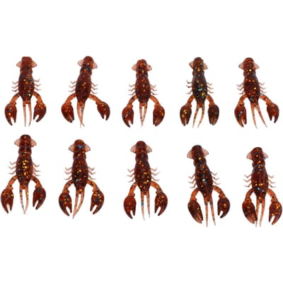 Lot de 10 leurres de pêche souples en PVC pour écrevisses et crevettes, leurres artificiels souples pour la pêche au bar, foncé brun foncé