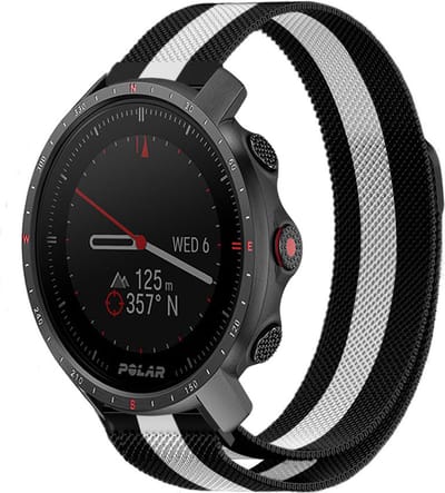 Strap-it Milanees smartwatch bandje - geschikt voor Polar Vantage M / M2 / M3 / Vantage V3 / Grit X / Grit X Pro / Grit X2 Pro - zwart wit