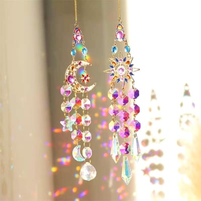 Zonnevanger, kristallen raam, 2 stuks, decoratie, raamdecoratie, hangend, regenboog, kristallen voor ramen, tuin, Kerstmis, dag, feest, bruiloft, decoratie