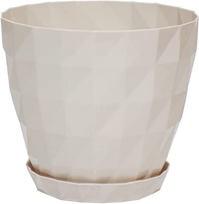 1+1 Sierpot wit crème Kristal design orchidee rond bloempotten met schaal plantenpot