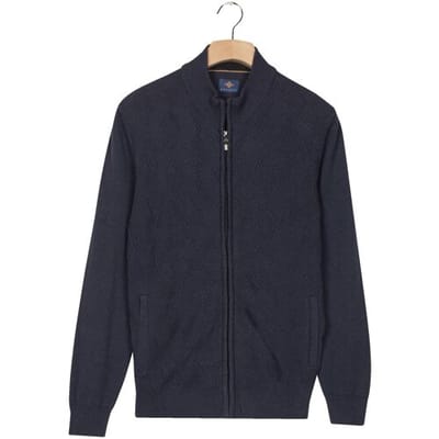 Baileys Vest Subtle Short Lines Woven Pattern Fullzip Structure Knit Dark Blue / male