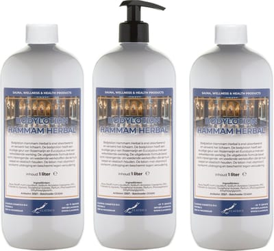 Bodylotion Hammam Herbal 1 Liter - met gratis pomp - set van 3 stuks