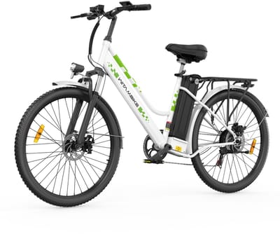WITAMBIKE C26 Elektrische fiets - 26 inches - Max 25km/u - 250W motor -Tot 100 km - Met Kabelslot，Telefoonhouder，Fietspomp -Wit