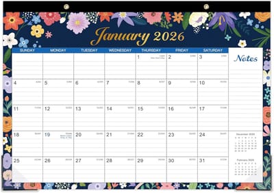 Bureaukalender 2026 - Grote Gelinieerde Blokken, 30 x 43 cm, Januari tot December