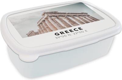 Broodtrommel Wit - Lunchbox - Brooddoos - Parthenon - Griekenland - Athene - 18x12x6 cm - Volwassenen