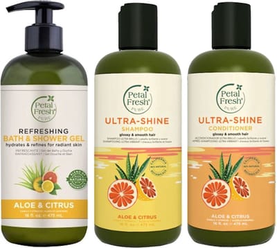 PETAL FRESH - Aloe & Citrus - Bath & Shower Gel + Shampoo + Conditioner - 3 Pak