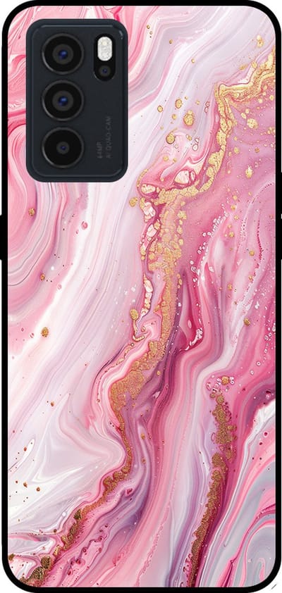 Smartphonica Telefoonhoesje Geschikt voor Oppo Reno6 Pro met marmer opdruk - TPU backcover case marble design - Roze geschikt voor Oppo Reno6 Pro