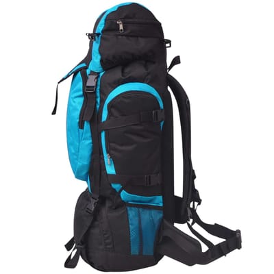 vidaXL - Rugzak - hiking - XXL - 75 - L - zwart - en - blauw