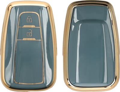 kwmobile autosleutel hoesje geschikt voor Toyota 2-knops autosleutel Smart Key hoes - TPU autosleutel behuizing - Beschermende auto sleutel case - Sleuteletui in zwart / donkerblauw