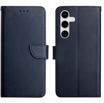 Coverup Hoesje - Geschikt voor Samsung Galaxy S25 FE Hoesje - Coverup Genuine Leather Book Case - Echt Leder - Blauw