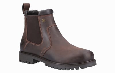 Cotswold Pamington Leren Damesschoenen Bruine Platte Chelsea Laarzen