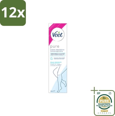 Veet Minima - Ontharingscrème - Gevoelige Huid - Frisse parfum - 200ml - Voordeelverpakking - 12 stuks - Gevoelige huid - Ontharen