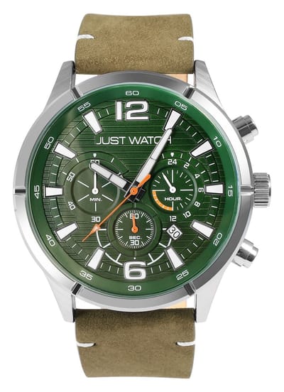 JUST WATCH Herenhorloge echt leer Evander, datumweergave