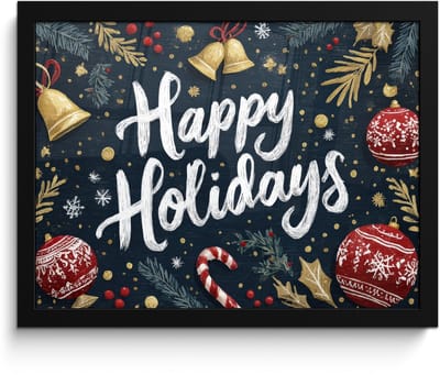 Poster in lijst - Fotolijst 40x30 cm - Posters - Feestelijk - Kerstgroet - Kleurrijk - Posterlijst zwart - Decoratie - Wanddecoratie woonkamer - Muurdecoratie slaapkamer - Kerstversiering - Kerstdecoratie voor binnen - Kerstmis