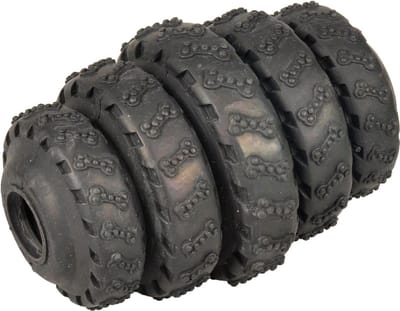 Flamingo Hondenspeelgoed Rubber Gladiator Tyre Roller - Zwart - 8 x 5 x 5 cm