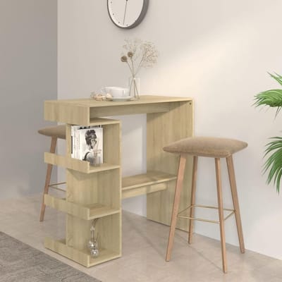 Bartafel met Opbergrek - Keukentafel Hoge Tafel - Kleine Ruimtes - Geïntegreerde Legplanken - 100x50x101.5 cm - Sonoma