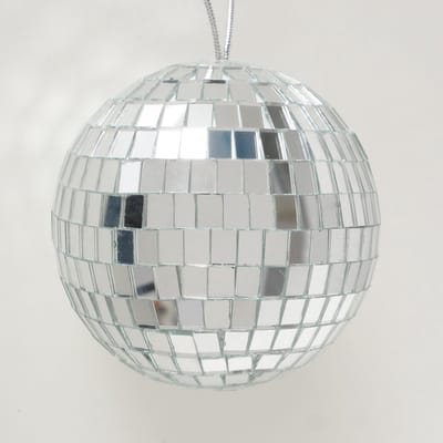 Kerstbal disco glas 10x10cm