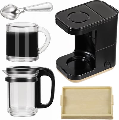4-Delige Miniatuur Koffieset voor Poppenhuis in Schaal 1:12 Speelgoedaccessoires