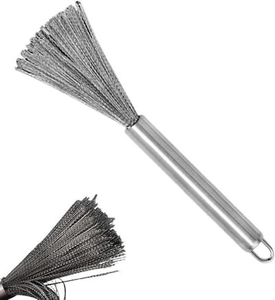 RVS Schrobber - Agressieve Reiniger - Pannen Schoonmaken - Ergonomische Handgreep - 22 cm Lengte - Zilverkleurig