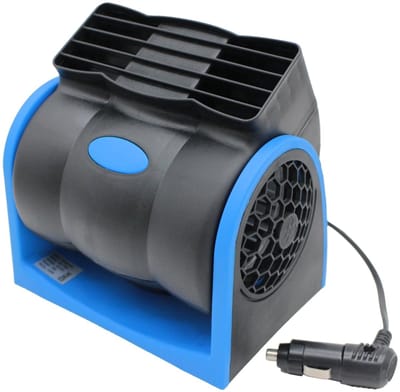 12V autoventilator, elektrische koelventilator met 2 snelheden, blauwe draagbare koelventilator met sigarettenaanstekerplug, centrifugaalventilator voor voor alle voertuigen, koelventilator Geschikt voor auto-versterkers.