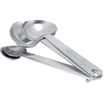 Cuillères à Mesurer en Acier Inoxydable en Forme de Cœur Cuillère Outil de Pâtisserie Ustensiles de Cuisine pour Cuisiner white