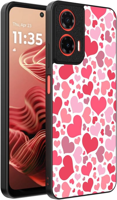 Smartphonica Telefoonhoesje Geschikt voor Motorola Moto G35 met Hartjes Print - Hearts Design TPU Backcover Case - Kinder Hoesje met Hartjes Design geschikt voor Motorola Moto G35
