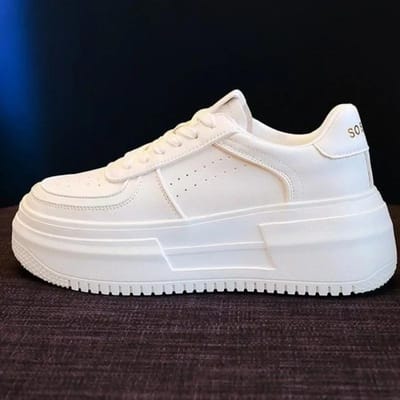 Nieuwe U leren dames witte casual dames vulkaniseren sneakers ademende sport wandelen hardlopen platform flats schoenen 35 white
