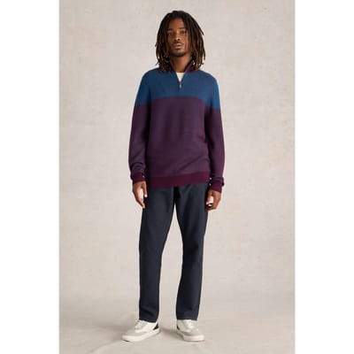 White Stuff Newport Merino Jacquard Funnel Plum Multi Size: XXL | Turtlenecks Outlet | Heren | Blauw