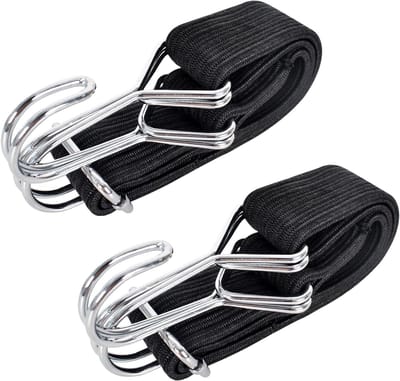 Thijox - 2 stuks Platte Elastische Touwen 60/100/200 cm met Haken - Bevestigingsriemen voor Bagage, Fietsen, Camping en Auto - Elastische Bagagedrager