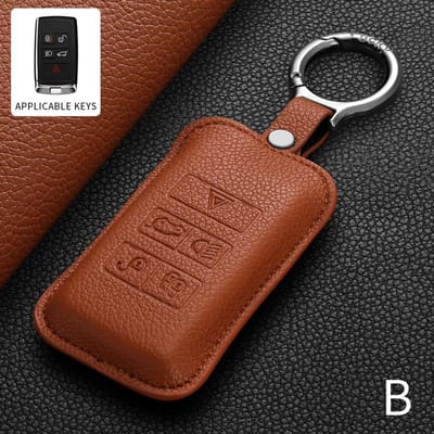 Coque de Protection en Cuir pour Clé de Voiture à Télécommande Pour Land Rover Range Rover Sport Evoque Velar Freelander 2 Porte-Clés de Voiture Coque Accessoire brown