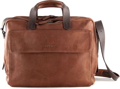 HAROLD'S Leren Business tas Schoudertas met laptopvak Ivy Lane Notebook Businessbag Cognac Bruine