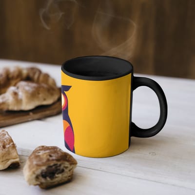 Magische Mok - Foto op Warmte Mokken - Koffiemok - Uil - Grafisch - Kleurrijk - Ogen - Magic Mok - Beker - 350 ML - Theemok