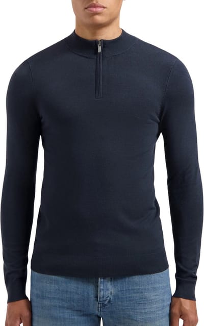 PURE PATH Essential Knitwear Halfzip Sweater Truien & Vesten Heren - Sweater - Hoodie - Vest- Donkerblauw - Maat L