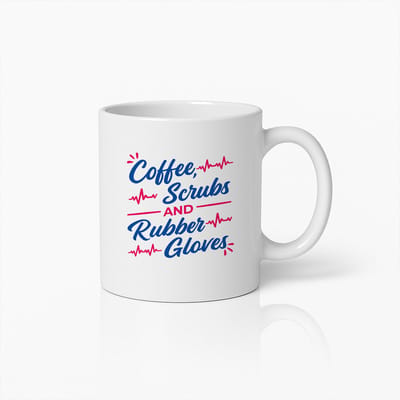 Coffee Scrubs and Rubber Gloves Mok 330ml – Grappige Verpleegkundige Beker – Perfect Cadeau voor Zorgpersoneel & Medisch Personeel