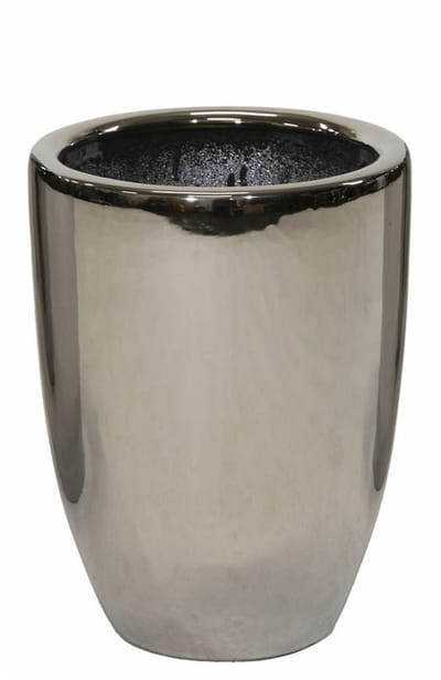 Mega Collections Bloempot Emperor High - rond - zilver - D26 x H35 cm - glans