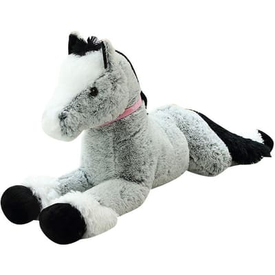 90 120CM Groot Schattig Liggend Paard Pluche Speelgoed Gevuld Cartoon Dier Verjaardagscadeau Voor Kinderen 90cm grijze kleur