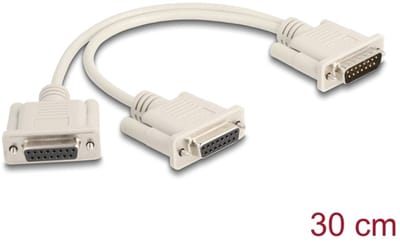 Delock Adapter Y-Cable Splitter D-Sub 15 pin male to 2 x D-Sub 15 pin female with screws 30 cm