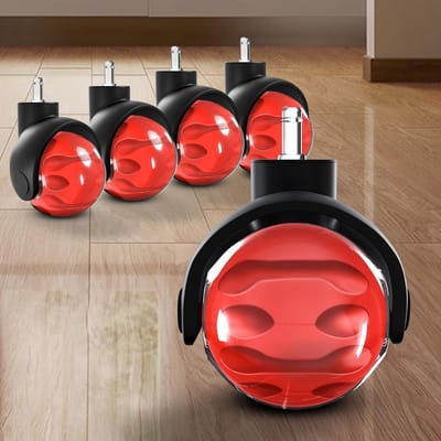 Set van 5 Zachte Zwenkwielen voor Bureaustoel (2 Inch Rubber) - Stil en Veilig op Alle Vloeren
