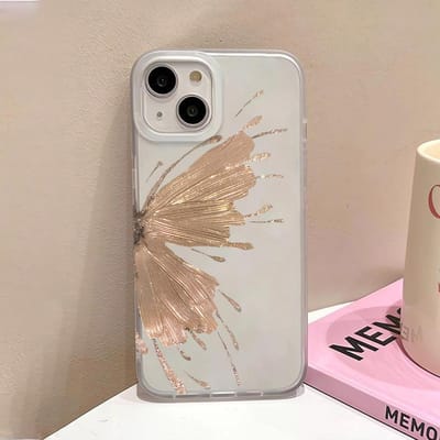 Gouden Vlinder Zacht TPU Hoesje Voor iPhone 13 11 12 14 15 16 Pro Max Funda iPhone 12 13 Mini 16 Plus Transparante Clear Telefoonhoesje For iPhone 16 Pro