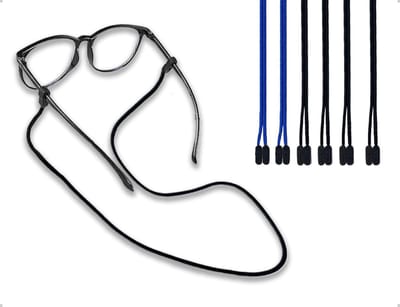 Set van 6 Siliconen Brillenbanden voor Mannen en Vrouwen - Universele Antislip Brillenketting voor Dagelijks Gebruik, Hardlopen, Fietsen en Klimmen (Zwart, Blauw)