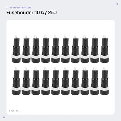 Dailygoods - Fusehouder - 10 A / 250 V - 20 stuks - Zwart - Voor glasbuizen - Compact en betrouwbaar - Geschikt voor diverse toepassingen