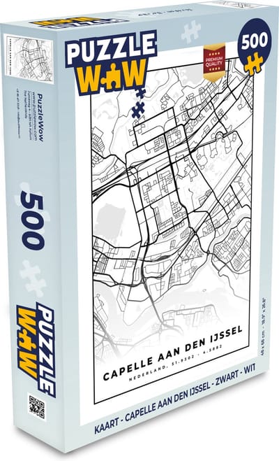 Puzzel Kaart - Capelle aan den IJssel - Zwart - Wit - Legpuzzel - Puzzel 500 stukjes