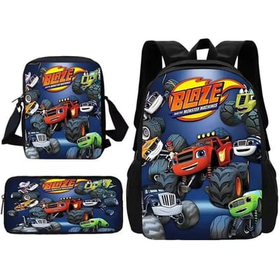 Blaze en de Monster Machines Schoolrugzak Met Schoudertas Etui Schooltassen voor Beste Cadeau gray