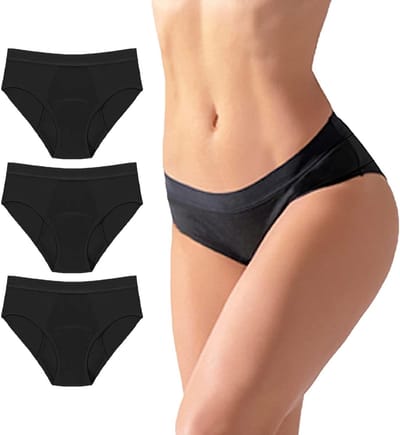 Menstruatie Broek - Periode Ondergoed - Extra Bescherming - 4-Laags Lekvrij - 3 Stuks - Zwart