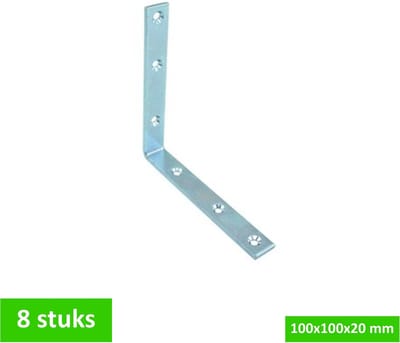 TQ4U drempelhoek 100 x 100 x 20 mm - 2 mm dik - verzinkt - 8 STUKS