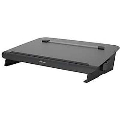 Metalen documenthouder en bureauonderlegger Fellowes Hana™, met accessoirelade, in hoogte en hoek verstelbaar, zwart