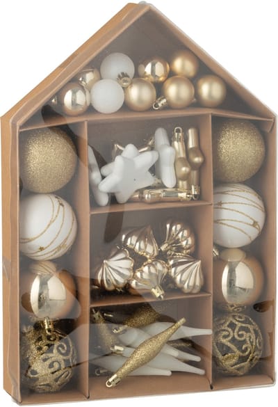 J-Line kerstbal - kunststof - groen/wit - doos van 50