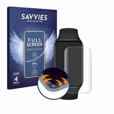 Savvies - Screenprotector voor Xiaomi Smart Band 8 Active - Folie Beschermfolie transparant volledig dekking 4 Stuks